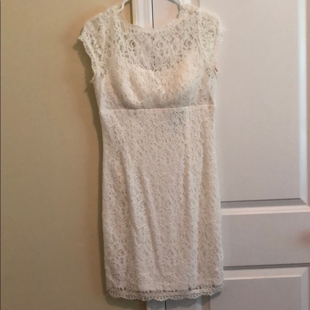 Ivory cap sleeve lace dress